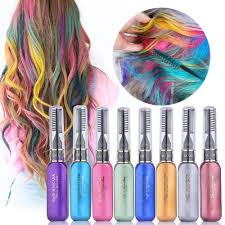 This is comb in, wash out hair dye from the dollar tree. Hair Color Chalk Comb Set Hailicare 8 Colors Temporary Hair Color Dye Touchup Mascara Cream Stick Non Toxic Perfect For Halloween Party Festivals Best Gift For All Girls Buy Online In United
