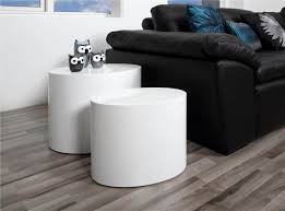 Mdf with a high gloss finish Sophie Oval Set Of 2 Coffee Tables White High Gloss Living Room Fads