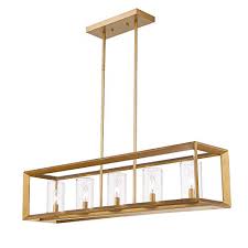 Emliviar 5 Light Dining Room Lighting Fixtures Vintage Pendant Light For Kitchen Island Antique Gold Finish With Clear Farmhouse Goals