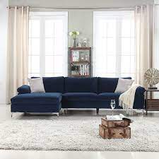 Love This Velvet Navy Blue Sectional For The Family Room Living Room Found On Amazon For 500 Divano Roma Furniture Modern Large V Interer Mebel Gostinaya