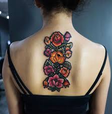 Embroidered Flowers Back Piece Best Tattoo Design Ideas Embroidery Tattoo Girly Tattoos Tattoos