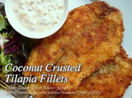 Coconut Crusted Tilapia Fillets Recipe Panlasang Pinoy Meaty Recipes Recipe Crusted Tilapia Tilapia Fillet Recipe Fish Recipes
