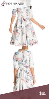 Chi Chi London Jo Dress Fit And Flare Floral 3 4 Sleeve
