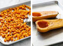 Easy Roasted Butternut Squash Cubes And Halves Downshiftology