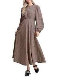 Each of these styles can be worn during summer evenings. En Saison Plaid Maxi Dress Long Sleeve Women Brown S Ebay