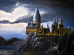 Since I Love Harry Potter And Hogwarts I Decided To Draw It On My Own I Took The Famous First Shot From Th Hogwarts Hogwarts Painting Harry Potter Background