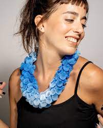 Light Blue Statement Necklace Fabric Necklace Chunky Etsy Fabric Necklace Statement Necklace Blue Statement Necklace