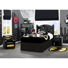 What makes this twin bed for kids even more super? Delta Children Dc Comics Batman Upholstered Twin Headboard Toys Games Bed Frames Headboards Footboards