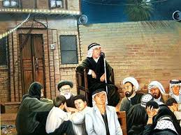 لوحة فنية اخ ذت عن صورة فوتوغرافية لأحد المجالس الحسينية في قضاء الحي ضمن لواء الكوت عام 1947 م والرجل percy jackson books girly pictures percy jackson fandom