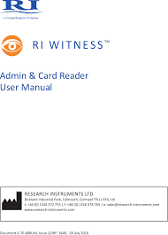 670808 Ri Witness Admin Card Reader User Manual Research