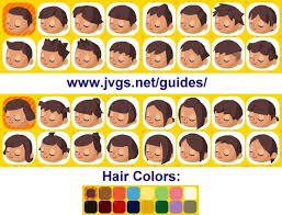 Ac Hhd Hair Choices Animal Crossing Hair Hair Color Guide Hair Guide