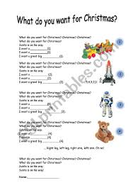 What Do You Want For Christmas Lyrics Esl Worksheet By Piskisnins