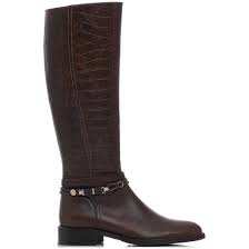MIGATO Καφέ κροκό δερμάτινη μπότα ιππασίας MRC0001-L12 < Γυναικείες Μπότες  - Γυναικεία Παπούτσια | MIGATO