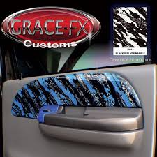 Ford F250 Interior Door Panel Dipped With Black And Silver Marble Over Blue From Grace Fx Customs Car Wrap Stereo Systems Blue