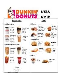 dunkin donuts and starbucks menu math bundle in 2019