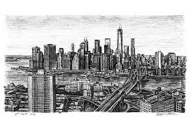 Birds Eye View Cityscape Drawing Birds Eye View Of The Freedom Tower And Brooklyn Bridge Mit Bildern Zeichnungen Kreativ
