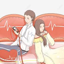 فتى كارتون زوجان صغيران فتاة صغيرة فتى صغير جهاز إلكتروني يستمعون شابين Png وملف Psd للتحميل مجانا