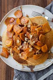 Cornmeal Pancakes With Cinnamon Persimmons Naturally Recipe Healthy Brunch Recipes Autumn Recipes Vegetarian Healthy Vegetarian Breakfast