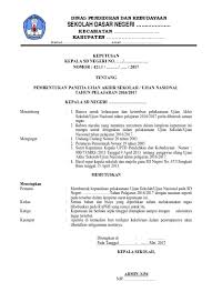 Dalam rangka menjamin kualitas dan pencapaian standar kompetensi lulusan pada satuan pendidikan madrasah, maka perlu diselenggarakan ujian pada akhir jenjang pendidikan dalam bentuk ujian madrasah (um). Top Pdf Contoh Sk Panitia Uas Dan Un Untuk Sd 123dok Com