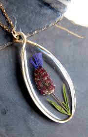 Lavender Pressed Flower Necklace Wearable Art Jewelry Pressed Flowers