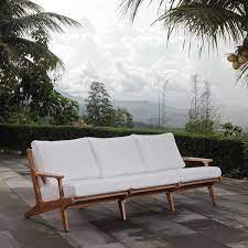 Modway Saratoga Outdoor Patio Premium Grade A Teak Wood Sofa Natural White Teak Patio Furniture Patio Sofa Outdoor Sofa
