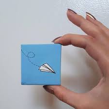 Little Paper Airplane Art Blue Paper Airplane Paper Plane Etsy Mini Canvas Art Simple Canvas Paintings Cute Canvas Paintings