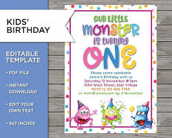Birthday Party Ideas For 2 Year Old Boy In November 1st Birthday Invite 1 Year Old Boy Or Girl Monster Party Diy Template Editable Birthday Two Kids Invite Twins Birthday Printable Birthday Invitations Birthday Invitations Diy Fishing Birthday Invitations