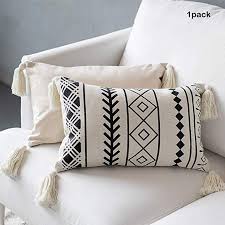 Black And White Accent Pillows Amazon Amazon Com Tassels Lumbar Throw Pillow Cover Decorative Hand Woven Long Cushion Pillows Case With D Boho Throw Pillows Throw Pillows Patterned Throw Pillows