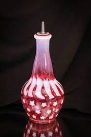 Fenton Stars/stripes Cranberry Opal Barber Bottle