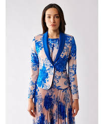 One button front closure peak lapel pattern jacket with suit bag great for all occasions. Jacket With Floral Design Rinascimento Vestiti Firmati Life Smiles