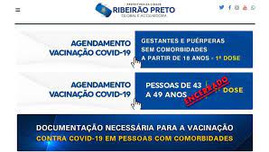 Feb 22, 2021 · agendamento para a segunda dose da coronavac pode ser feito até o dia 26 deste mês | foto: Agendamento Da Vacina Contra Covid Para Grupo De 43 A 49 Anos E Encerrado Em Ribeirao Preto Sp Ribeirao Preto E Franca G1