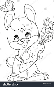 Coloring Page Outline Cartoon Rabbit Carrot Stock Vector Royalty Free 795721591 Easter Bunny Colouring Bunny Coloring Pages Easter Coloring Pages Printable