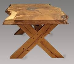 Live Edge Table With Wooden Cross Legs Live Edge Table Wood Table Craft Table