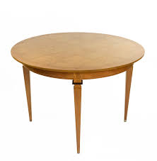 Elm parquet pattern top round dining table. Mastercraft Mid Century Bleached Mahogany Dining Table