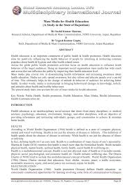 Maybe you would like to learn more about one of these? Pdf Mass Media For Health Education A Study In The State Of Rajasthan
