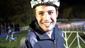 Eric Brunner sprints to the podium at the Jingle Cross C1