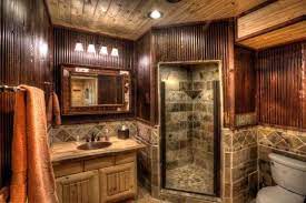 Waste baskets in modern materials—think matte black or marble—elevate the. Log Cabin Bathrooms Bing Images Log Cabin Bathrooms Cabin Bathrooms Cabin Interior Design