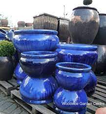 Bowl, plus coordinating citronella candles and tabletop torches. Large Glazed Blue Low Bowl Planter Woodside Garden Centre Pots To Inspire