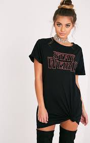 Stay Weird Black Print T Shirt Dress Fashion Edgy Outfits Shirt Dress Outfit