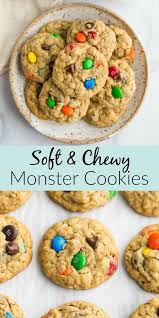 Peanut Butter Oatmeal Cookies Packed With M M S And Chocolate Chips These Soft M Monster Cookies Recipe Peanut Butter Oatmeal Cookies Halloween Cookie Recipes