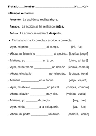Ejercicios Verbos Presente Pasado Y Futuro Primaria Busqueda De Google Spanish Classroom Activities Spanish Language Learning Spanish Reflexive Verbs