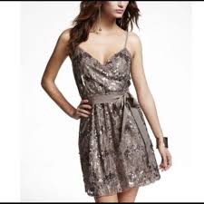 Express Dark Gold Surplice Top Cocktail Dress Express Sequin Dress Dresses Sequin Dress