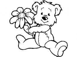 Teddy Bear With A Flower Bear Coloring Pages Teddy Bear Coloring Pages Spring Coloring Pages