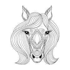 Funny horse coloring page : Vector Horse Coloring Page With Horse Face Hand Drawn Patterned Horse Head With Flowers In Hairs Artistically Decorative Horse For Adult Anti Stress Colouring Books Zentangle Boho Henna Tattoo Royalty Free Cliparts