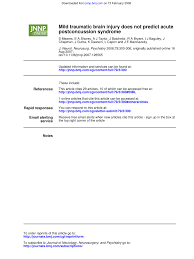 PDF) Mild traumatic brain injury does not predict acute postconcussion  syndrome