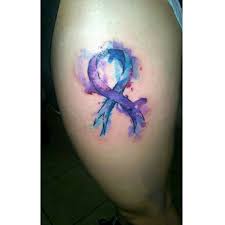 Watercolor Arthritis Ribbon Thigh Tattoo Awareness Ribbons Tattoo Cancer Ribbon Tattoos Tattoos