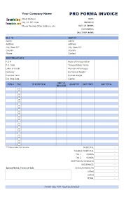 Proforma Invoice Format In Excel