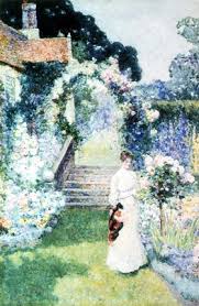 Museum Art Reproductions Tending The Roses In A Cheshire Garden by David  Woodlock (1842-1929, Ireland)