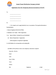 Application form for a new service. Application Form For Temporary Connection Electric Power Distribution Electricity