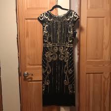 long gatsby style dress with gold sequins nwt